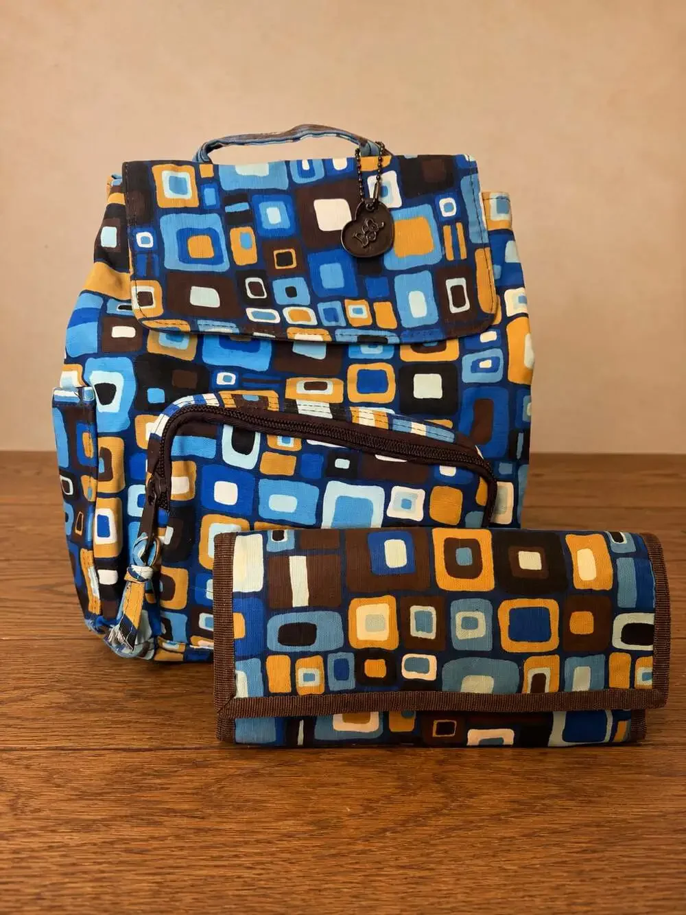 DSQ Geometric Pattern Backpack and Wallet Set